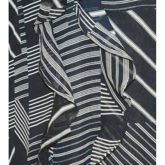 Tommy Hilfiger Ladies S Chiffon Navy Blue Sleeveless Blouse Ruffle Career Office - Picture 4 of 9